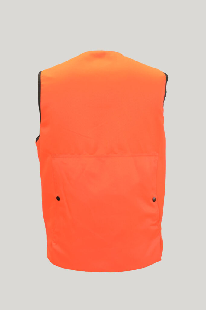 VicBre Gilet Riscaldato Reversibile Uomo - Mimetica E Arancione, Zone Riscaldate A Grafene, Power Bank, Taglie M-4XL Per Caccia E Outdoor - 2