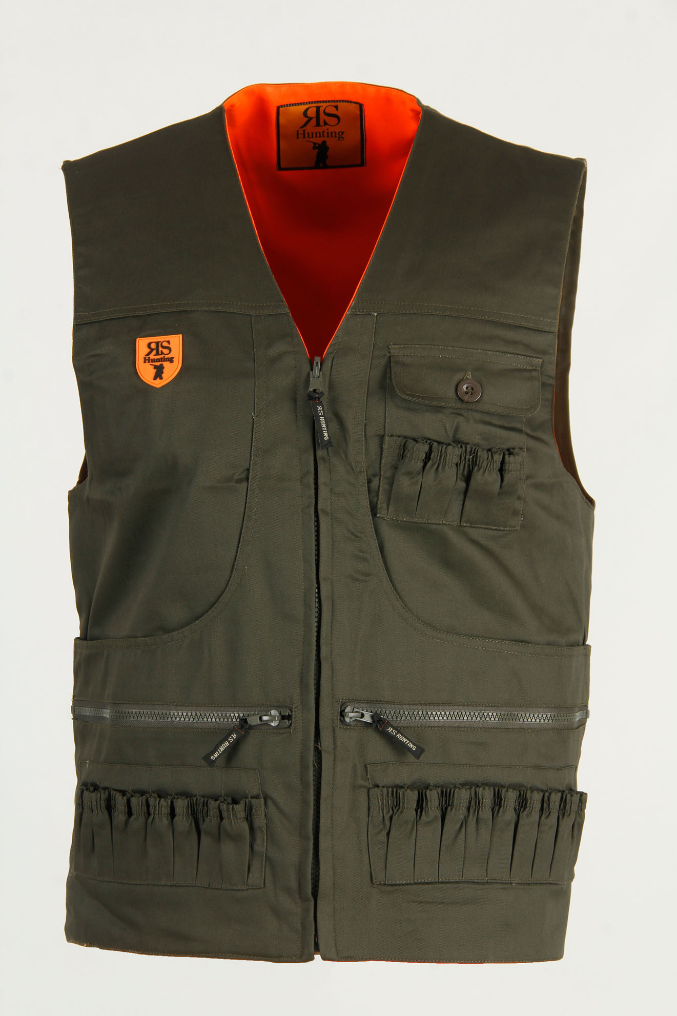 Gilet caccia reversibile alta visibilità con cartucciera RS Hunting 707/B